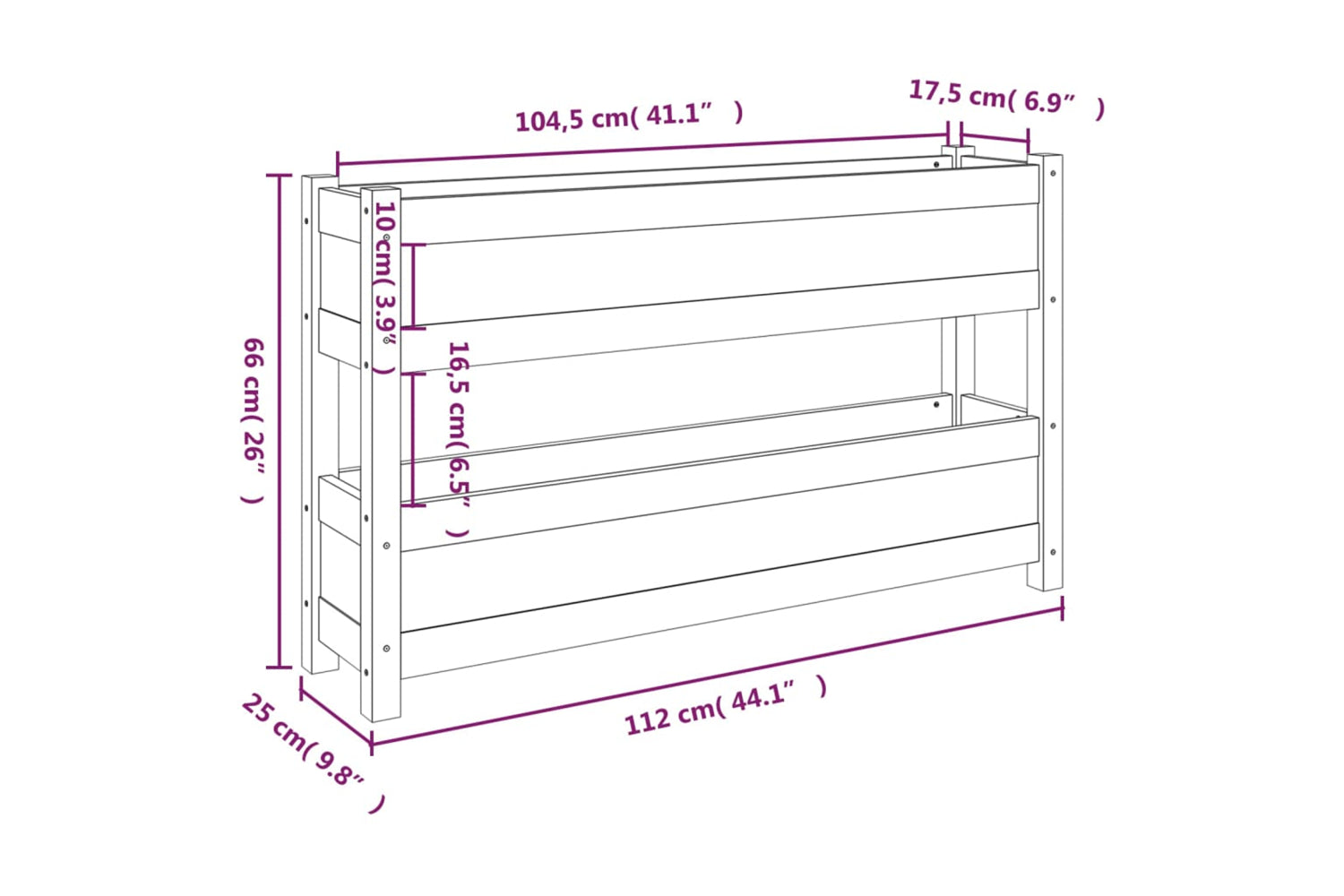 vidaXL 823930 Planter Honey Brown 112x25x66cm Solid Wood Pine-8