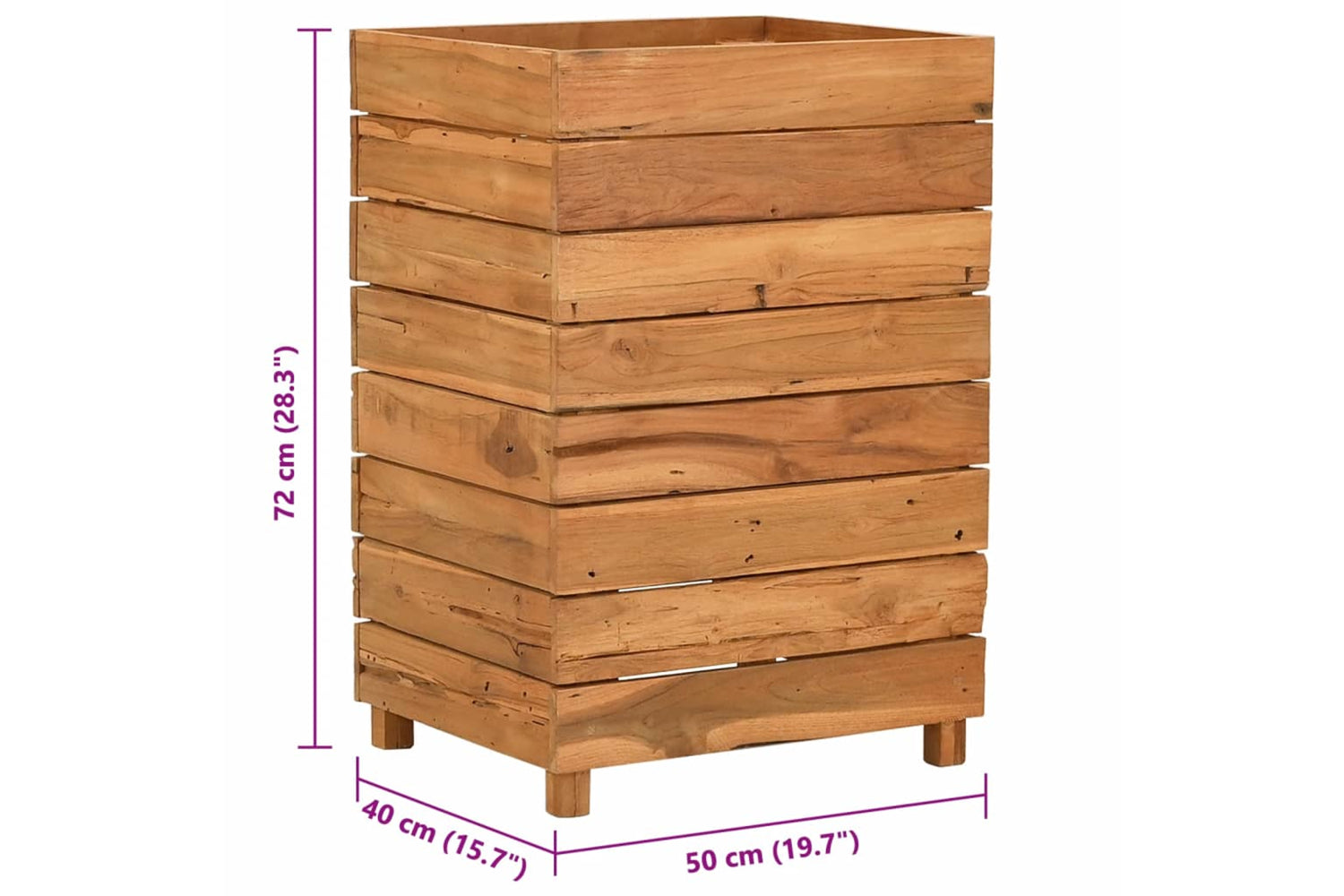 vidaXL Raised Bed 50x40x72cm Recycled Teak Wood And Steel-8