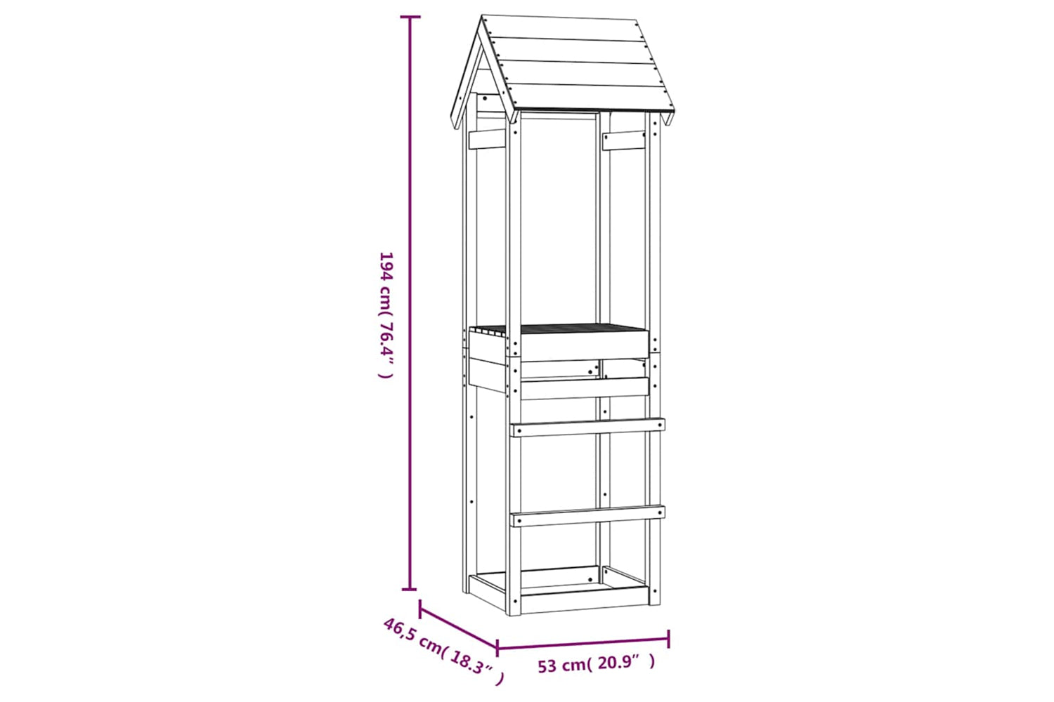 Vidaxl Play Tower 53x46.5x194 Cm Solid Wood Pine-8