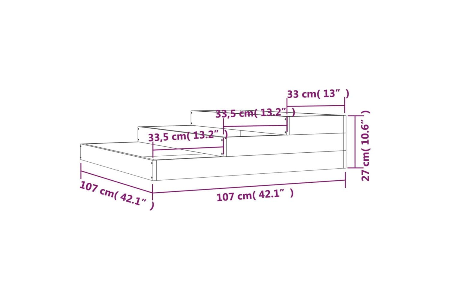 vidaXL 823918 Planter 107x107x27cm Solid Wood Douglas-6