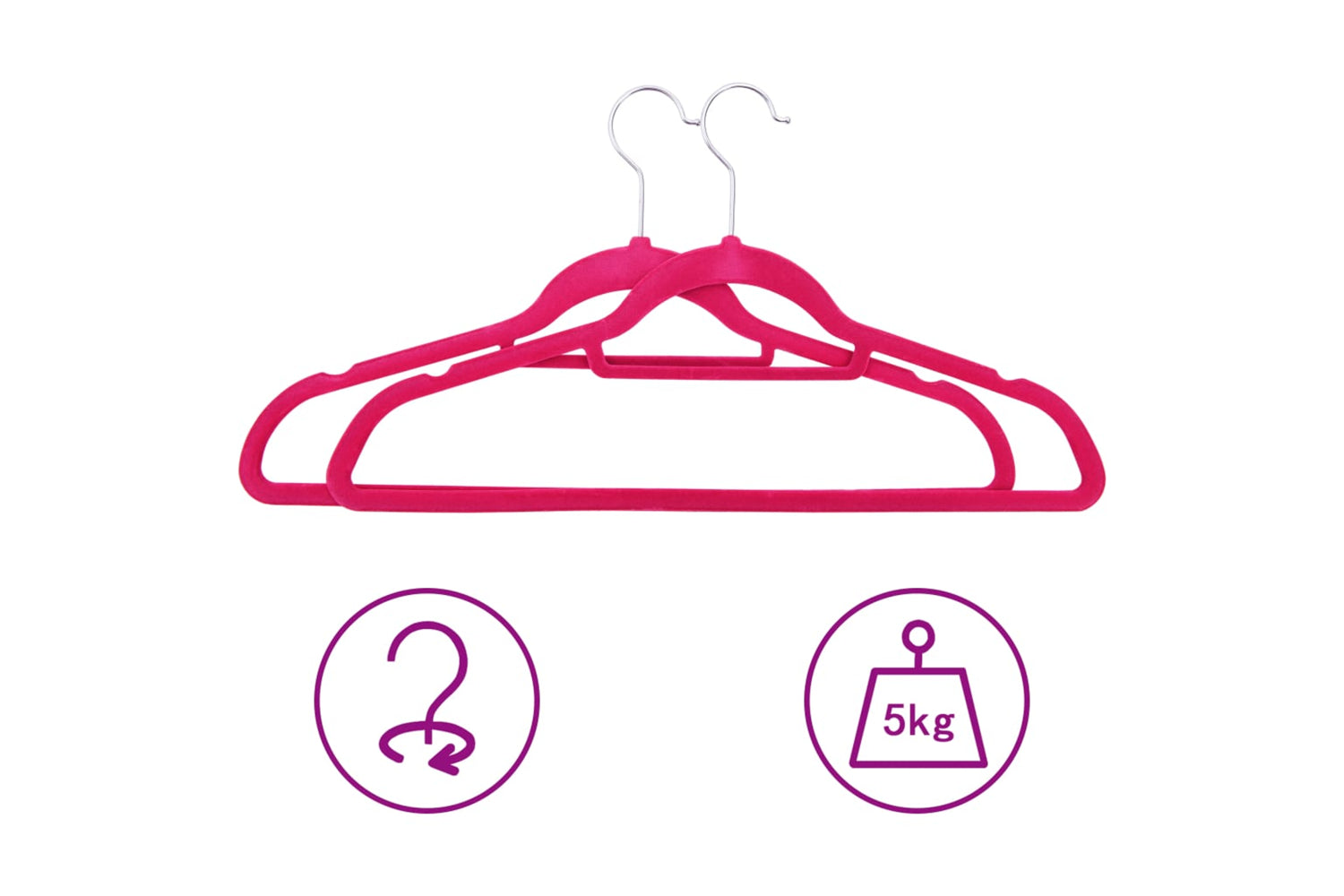 Vidaxl 289925 100 Pcs Clothes Hanger Set Anti-slip Pink Velvet-3