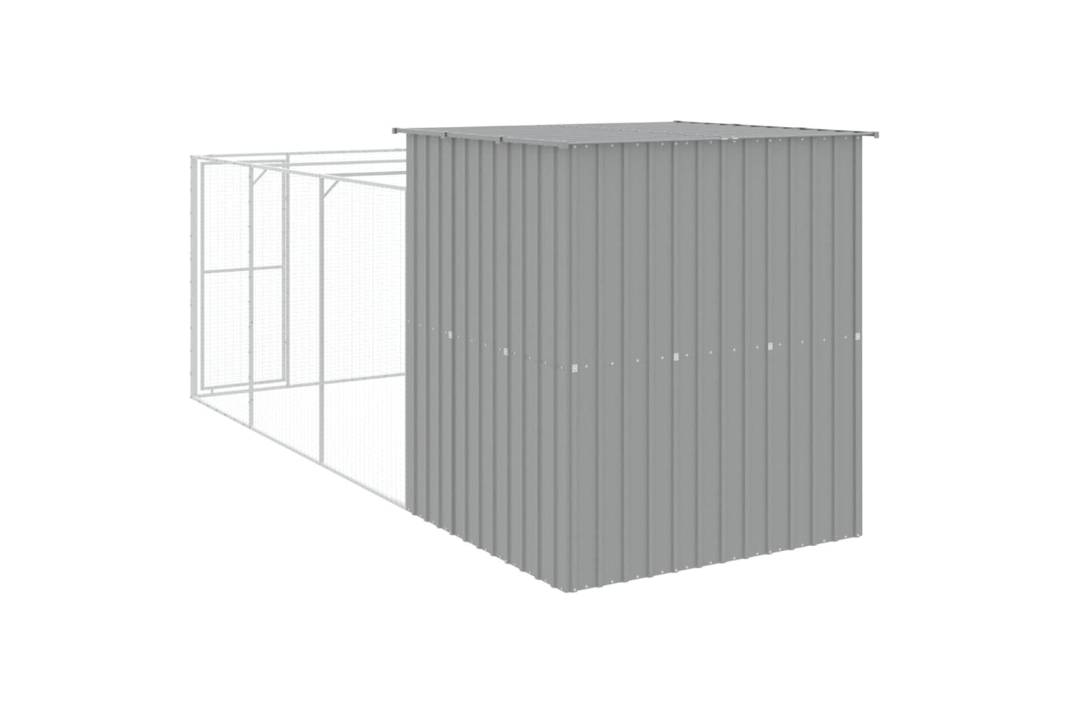 vidaXL 3189104 Dog House With Run Light Grey 165x455x181cm Galvanised Steel-4