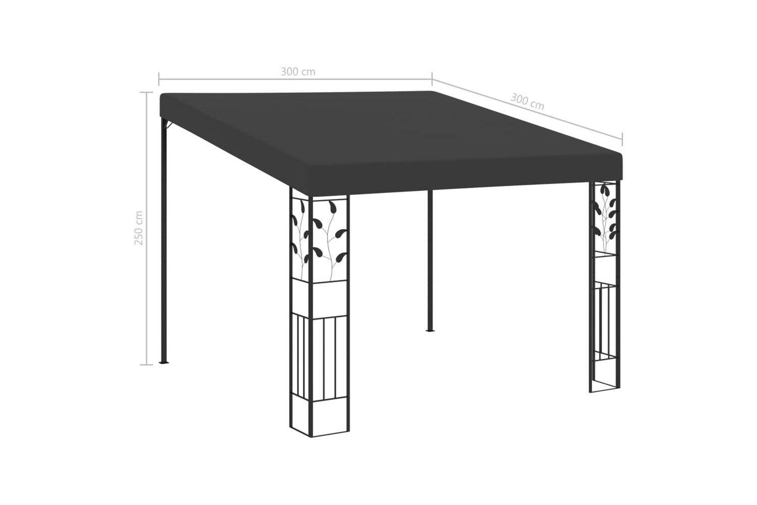 Vidaxl 48000 Wall-mounted Gazebo 3x3x2.5 M Anthracite-6