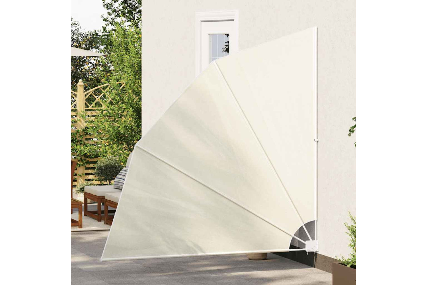 vidaXL 41576 Collapsible Balcony Side Awning Cream 210x210cm-2