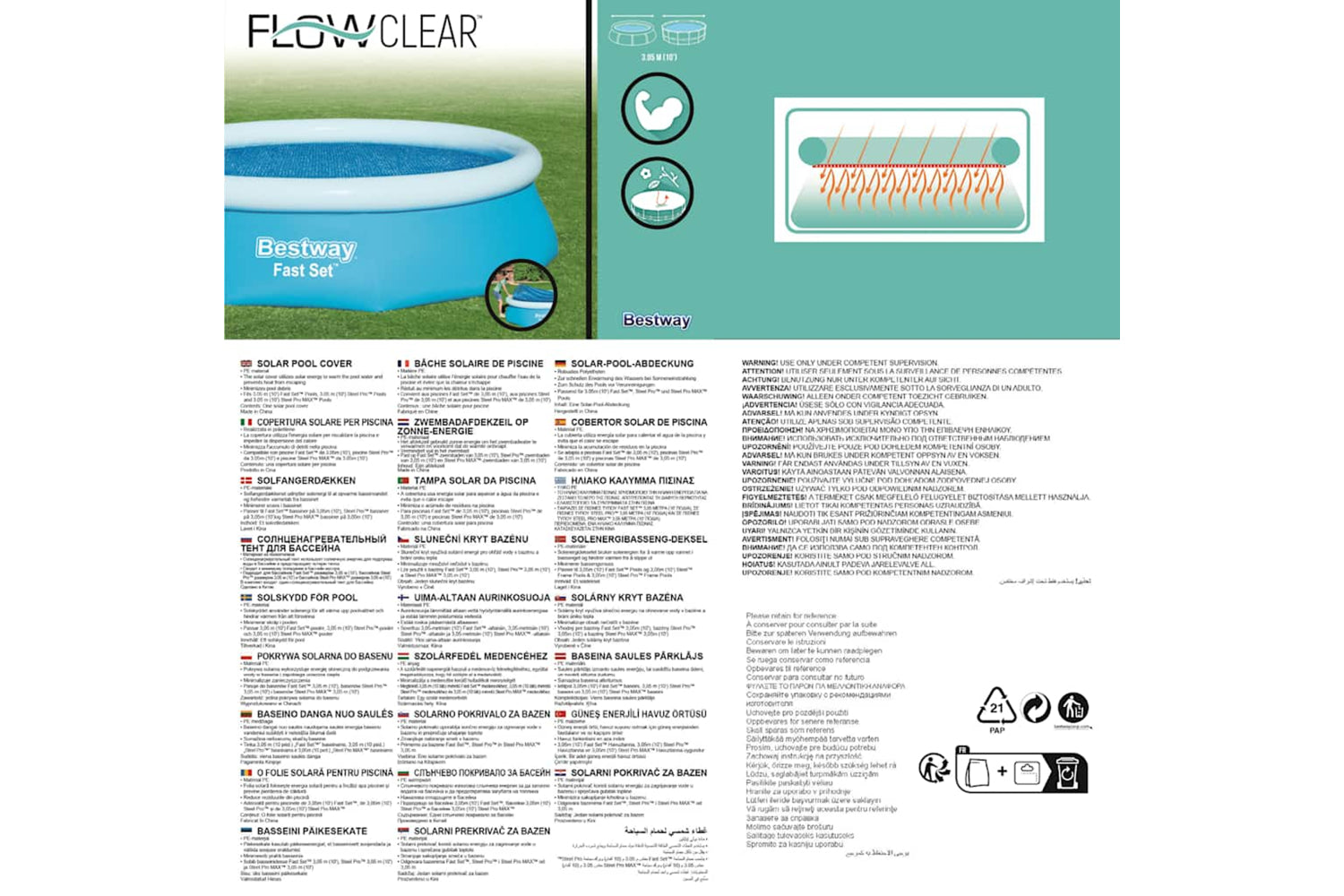 Bestway 92087 Solar Pool Cover Flowclear 305 Cm-7