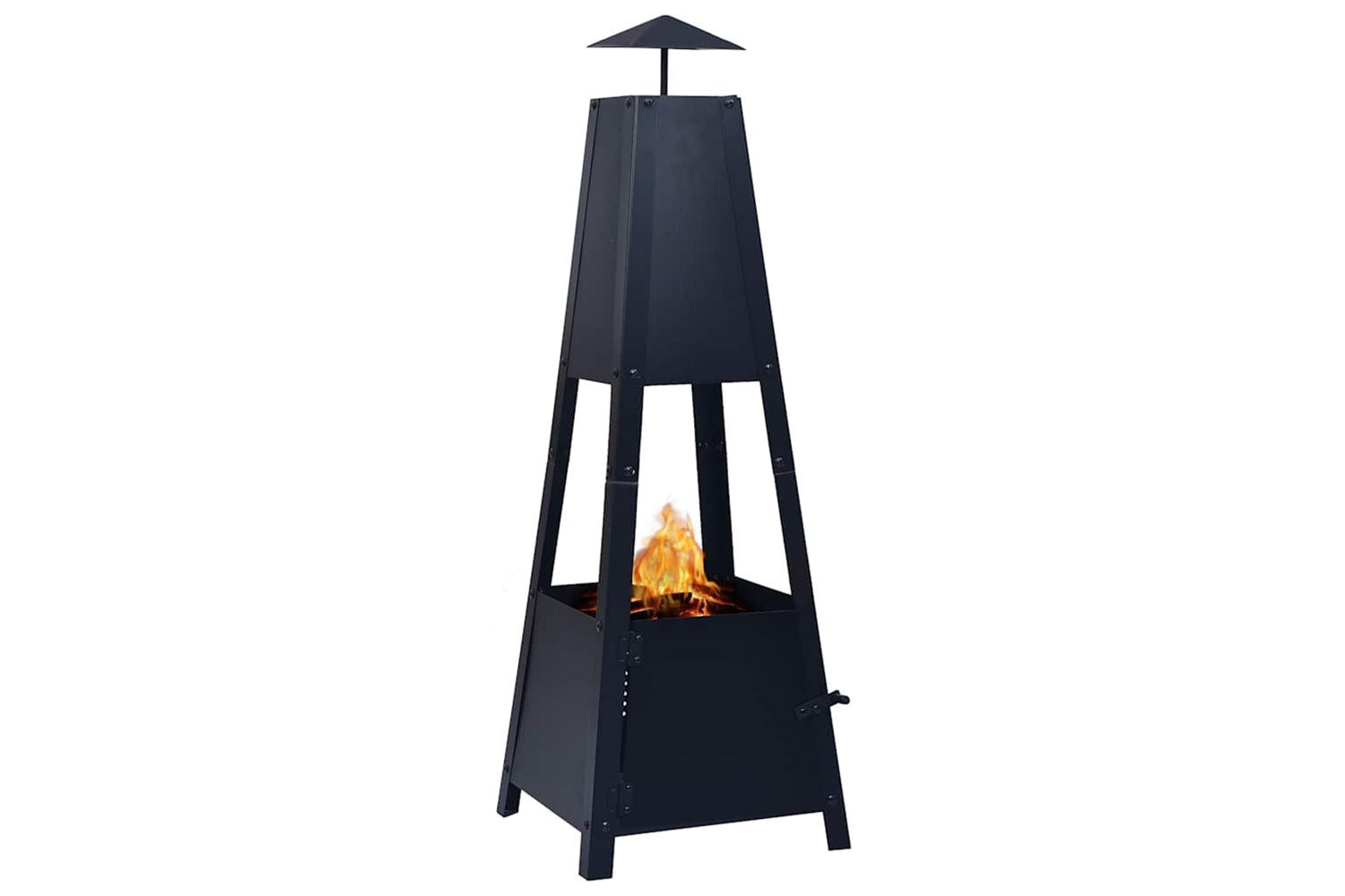 Vidaxl Fire Pit Black 35x35x99 Cm Steel-2