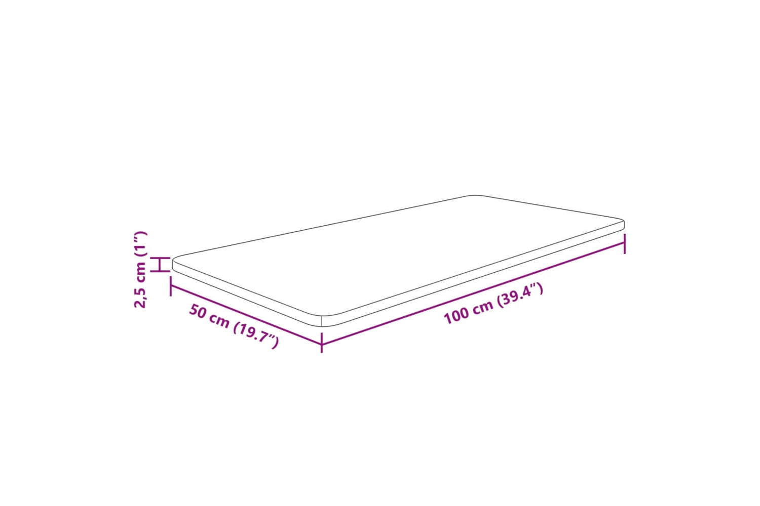Vidaxl 342939 Bathroom Countertop 100x50x2.5 Cm Untreated Solid Wood-4
