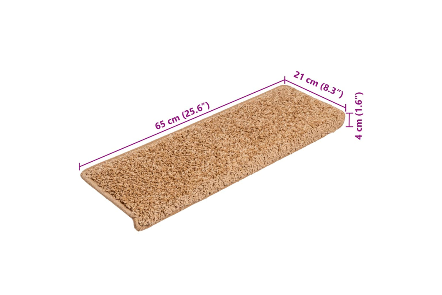 vidaXL Stair Mats 10 Pcs 65x21x4cm Beige-8