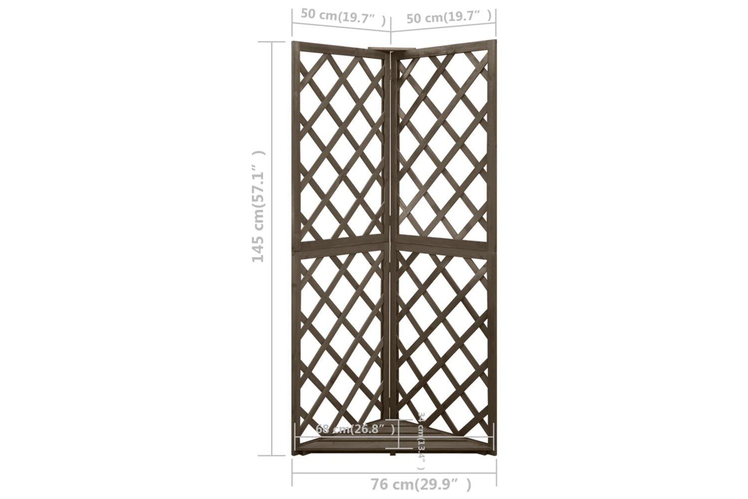 vidaXL 316408 Corner Trellis Grey 50x50x145cm Solid Fir Wood-7