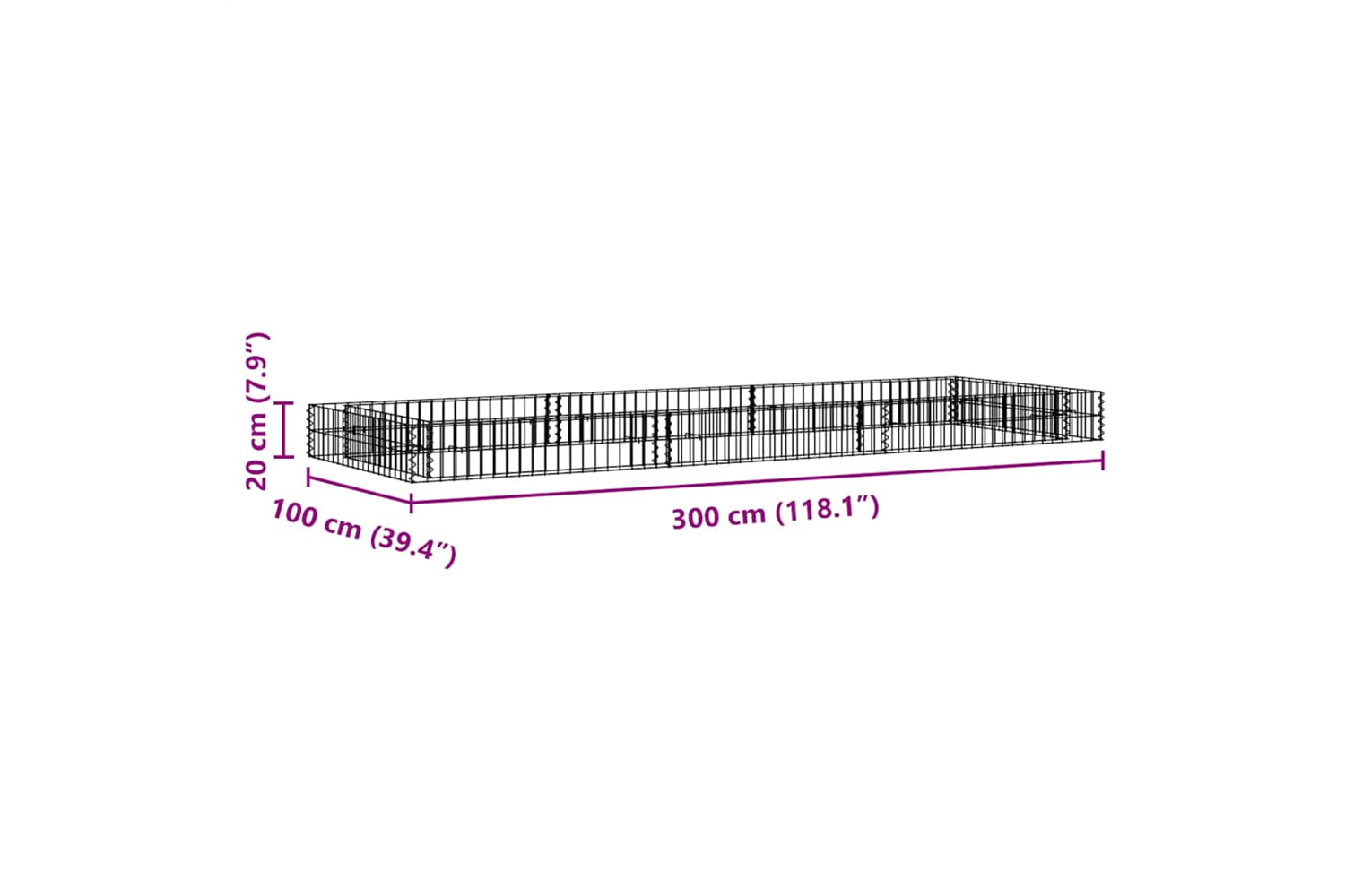 vidaXL 151313 Gabion Raised Bed Galvanised Steel 300x100x20cm-9