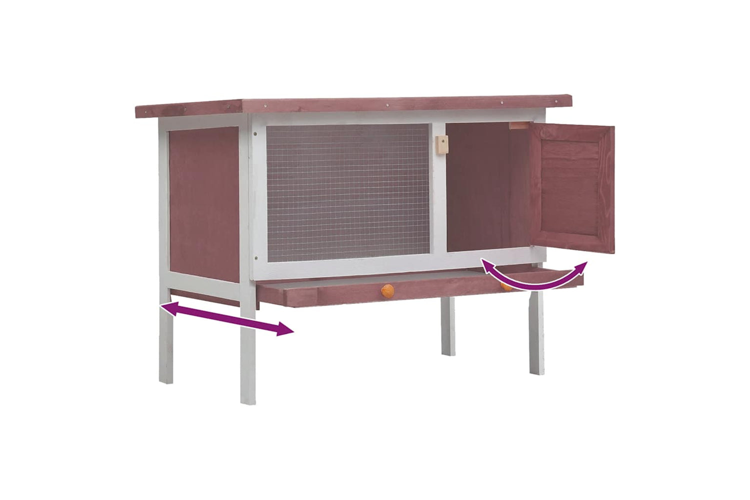 Vidaxl 170829 Outdoor Rabbit Hutch 1 Layer Brown Wood-5