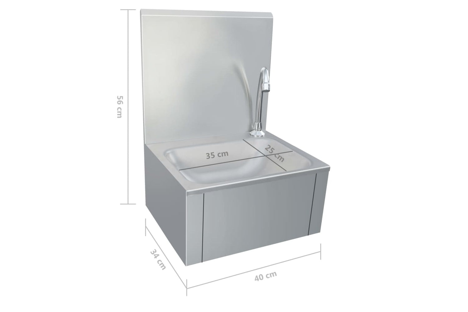 Vidaxl 51114 Hand Wash Sink With Faucet And Soap Dispenser Stainless Steel-9