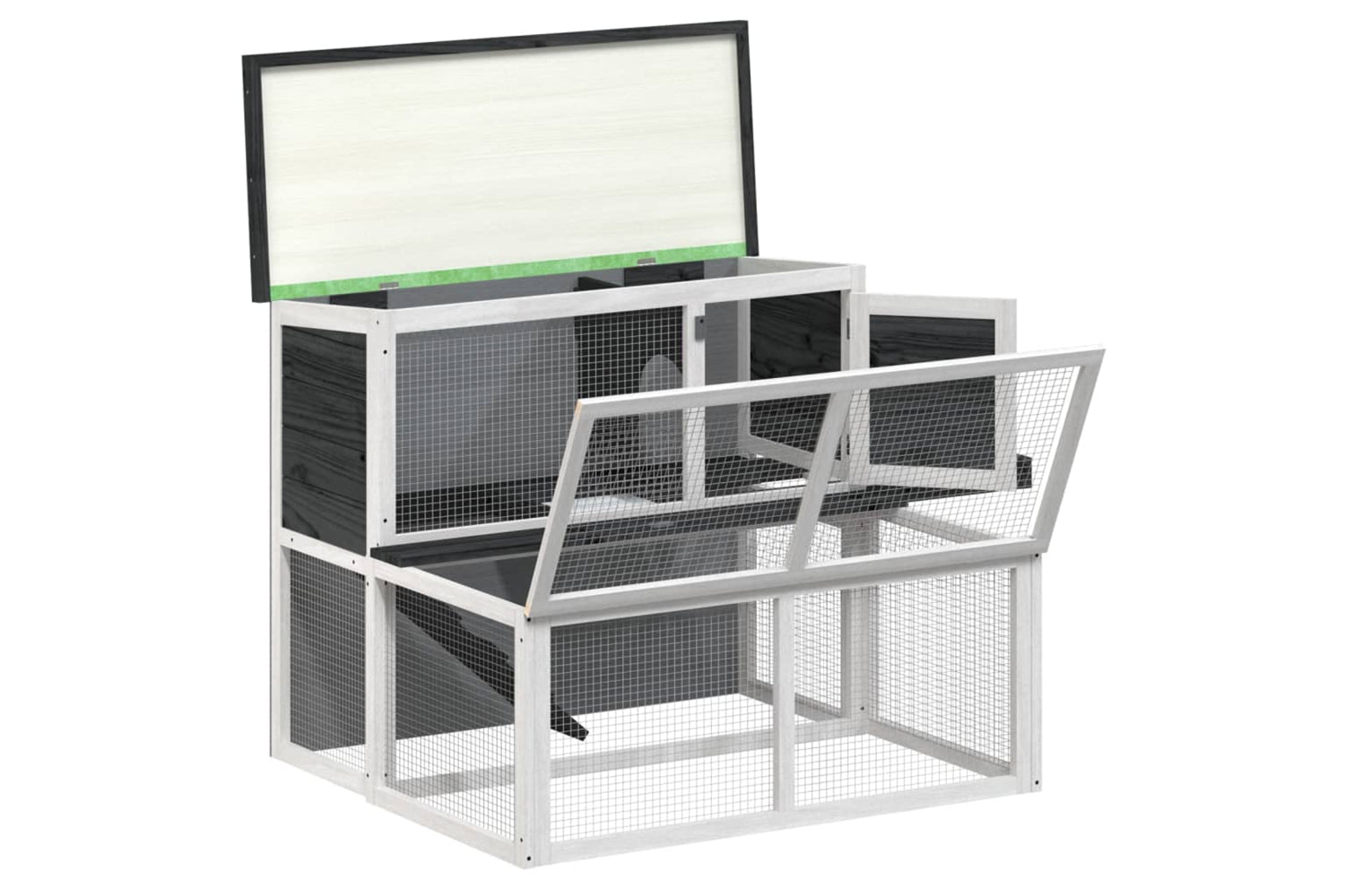 vidaXL 172284 Rabbit Hutch Grey 102x90x84.5cm Solid Wood Pine-4