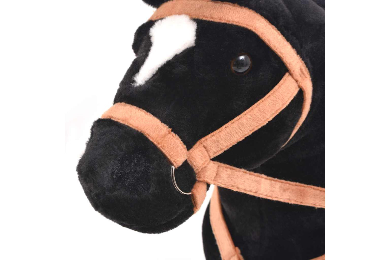 Vidaxl Standing Toy Horse Plush Black-4