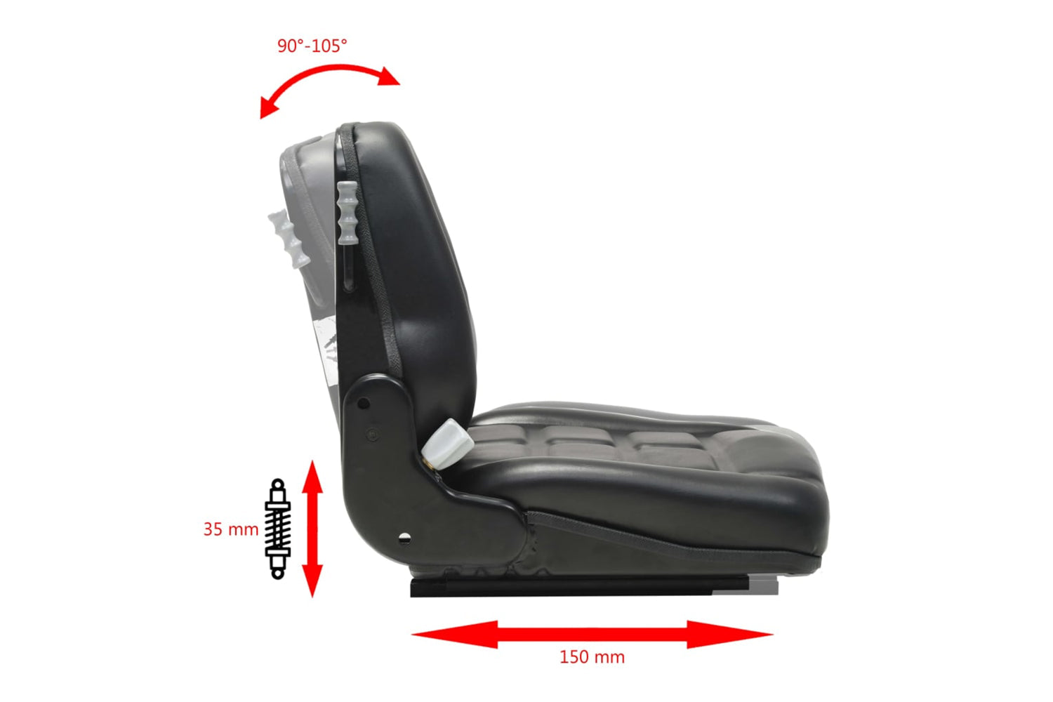 Vidaxl 142320 Forklift & Tractor Seat With Suspension And Adjustable Backrest-9