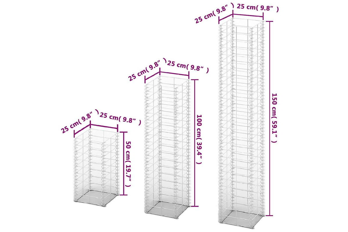 Vidaxl 141048 3 Piece Gabion Set Galvanised Wire-4