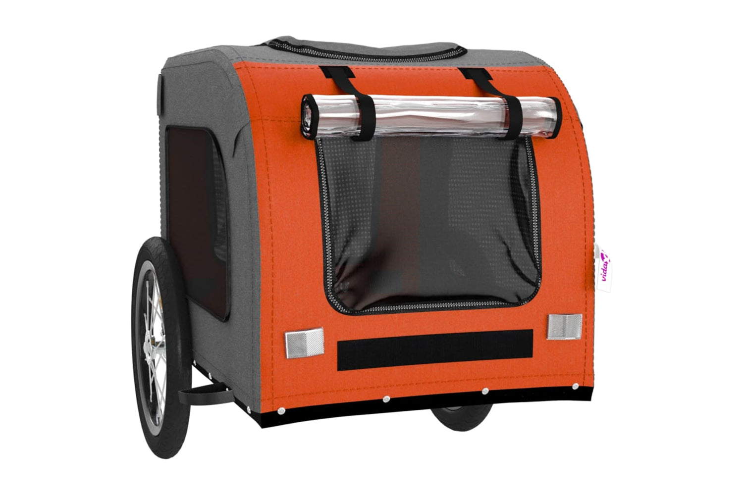 Vidaxl 93830 Pet Bike Trailer Orange And Grey Oxford Fabric And Iron-4