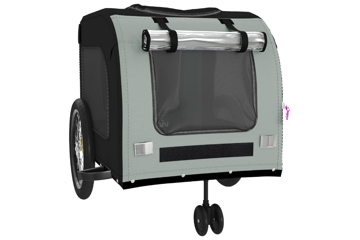 Vidaxl 93860 Pet Bike Trailer Black And Grey Oxford Fabric And Iron-4