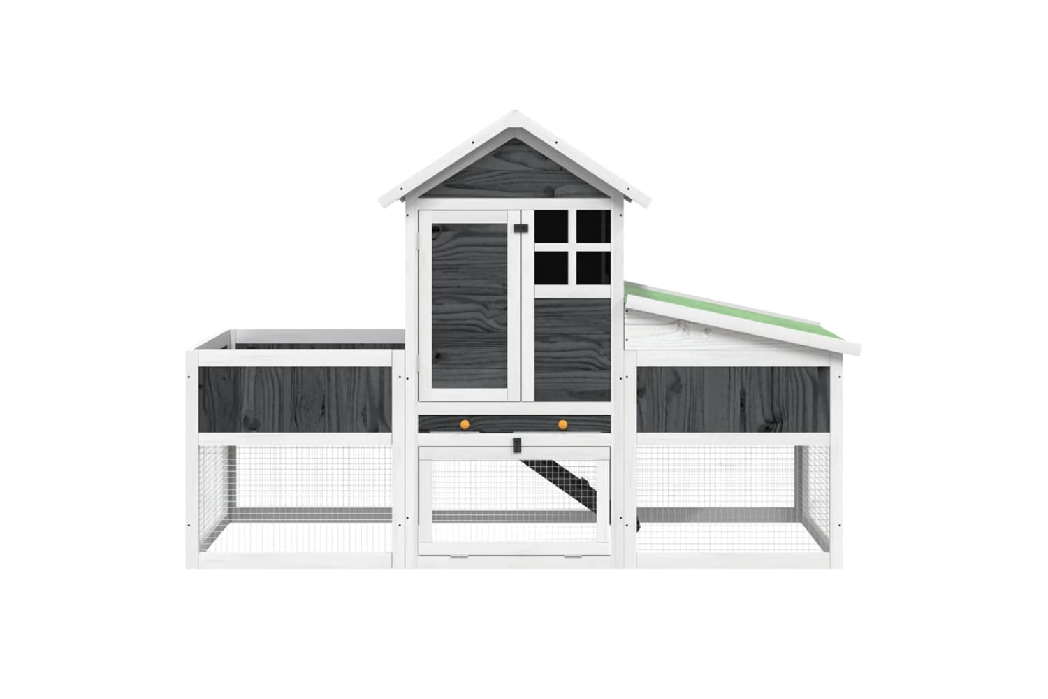 vidaXL 172293 Rabbit Hutch Grey 170x63x113cm Solid Wood Pine-3