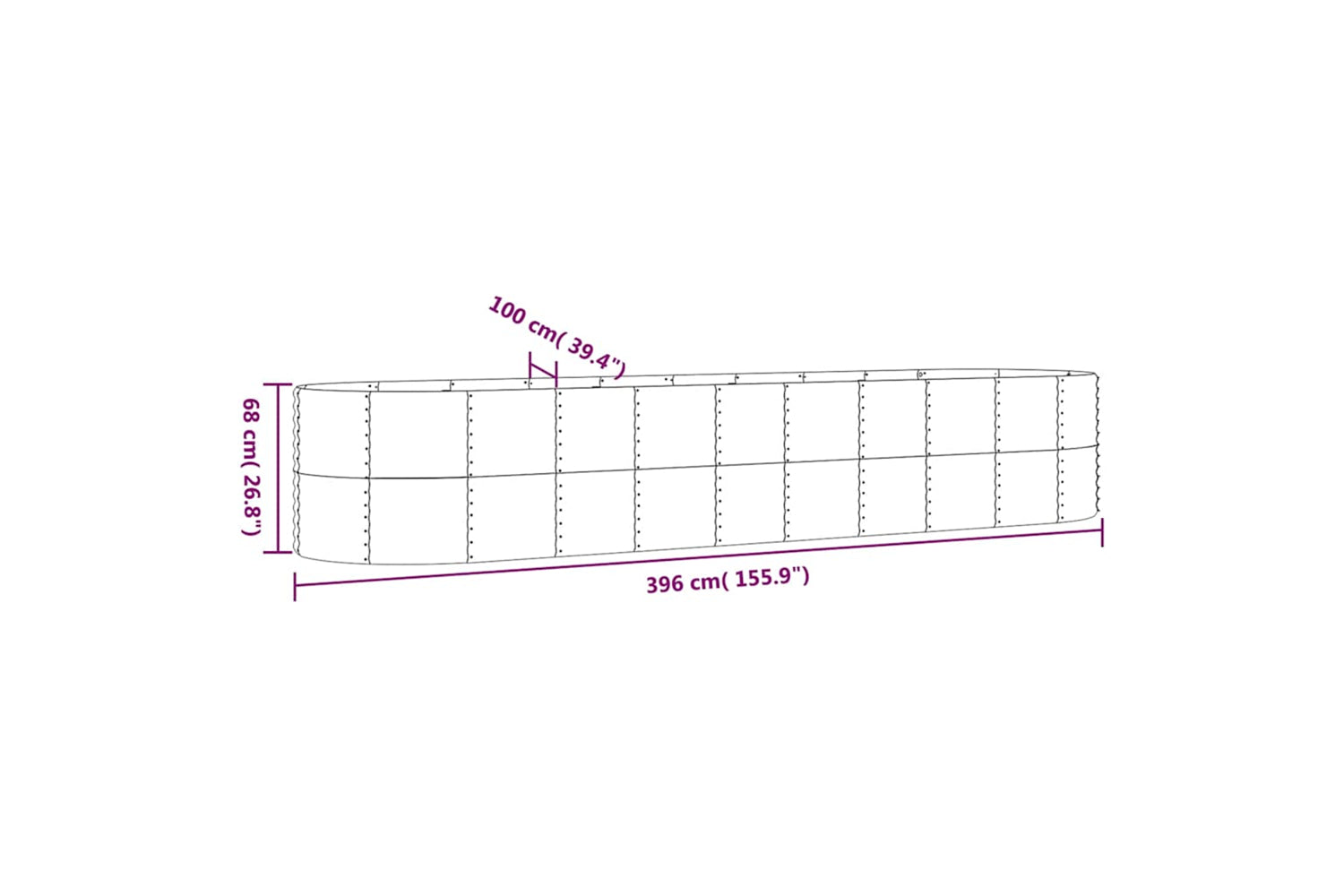 Vidaxl Garden Raised Bed Powder-coated Steel 396x100x68 Cm Anthracite-5