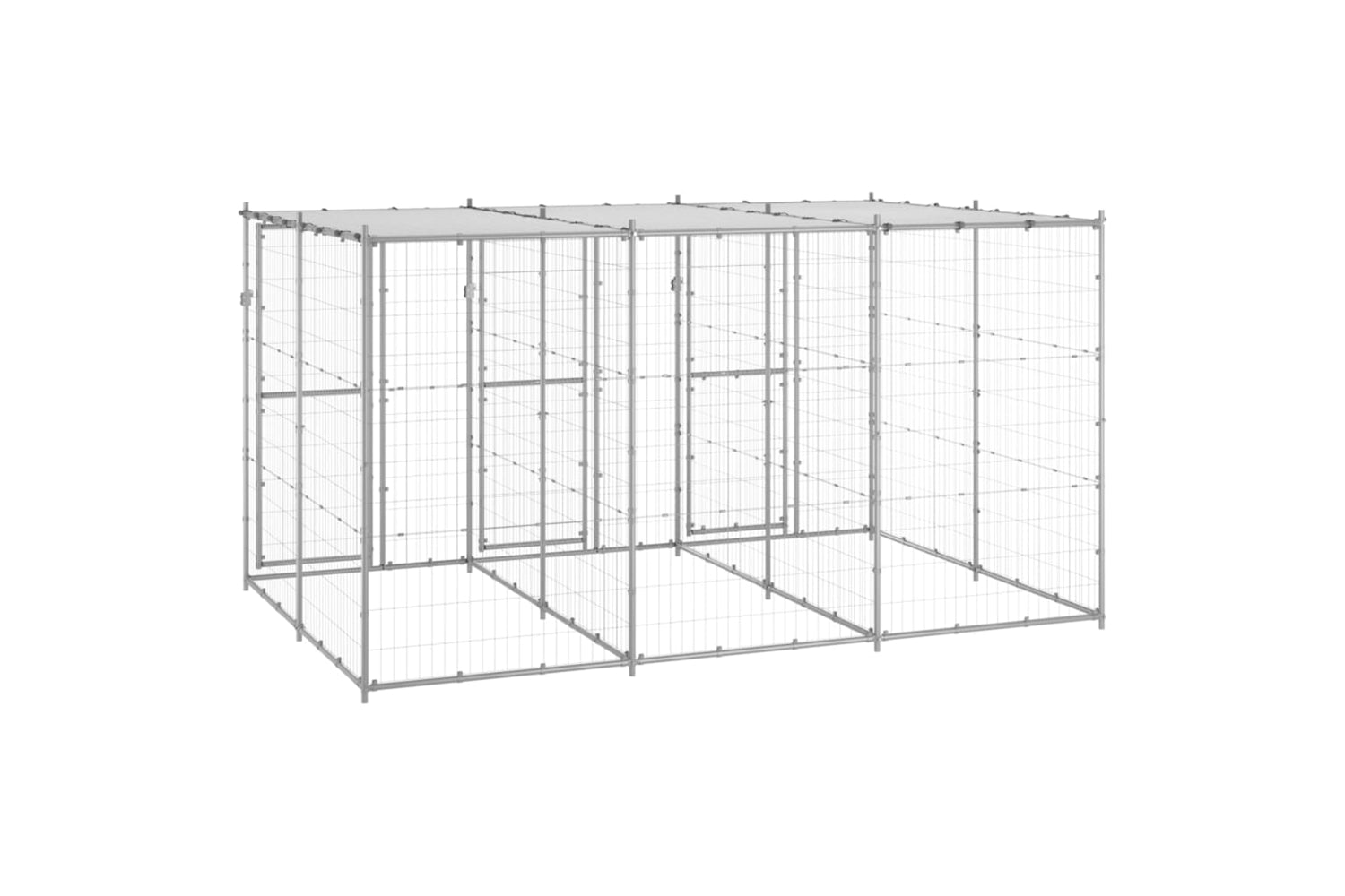 Vidaxl 3082272 Outdoor Dog Kennel Galvanised Steel With Roof 7.26 M2-4