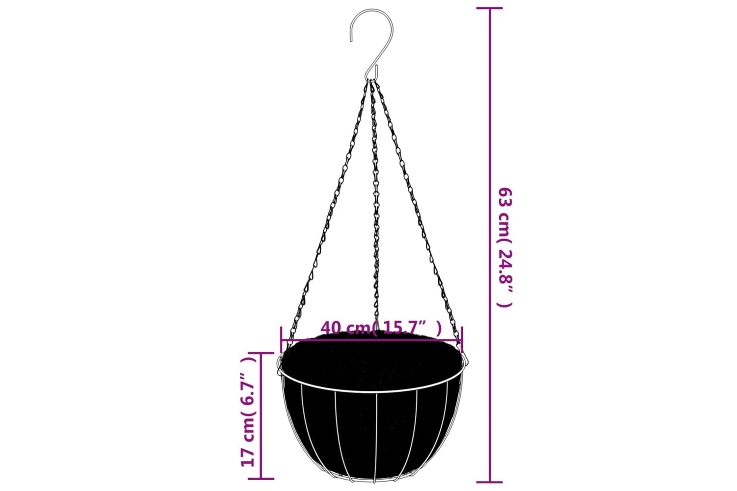 Vidaxl 3188015 Hanging Basket Brackets With Planters 4 Pcs Black Steel-7