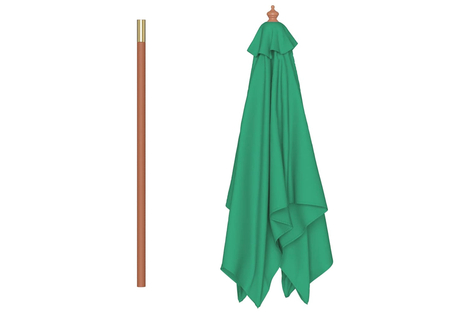 vidaXL 44534 Outdoor Parasol With Wooden Pole 150x200cm Green-3
