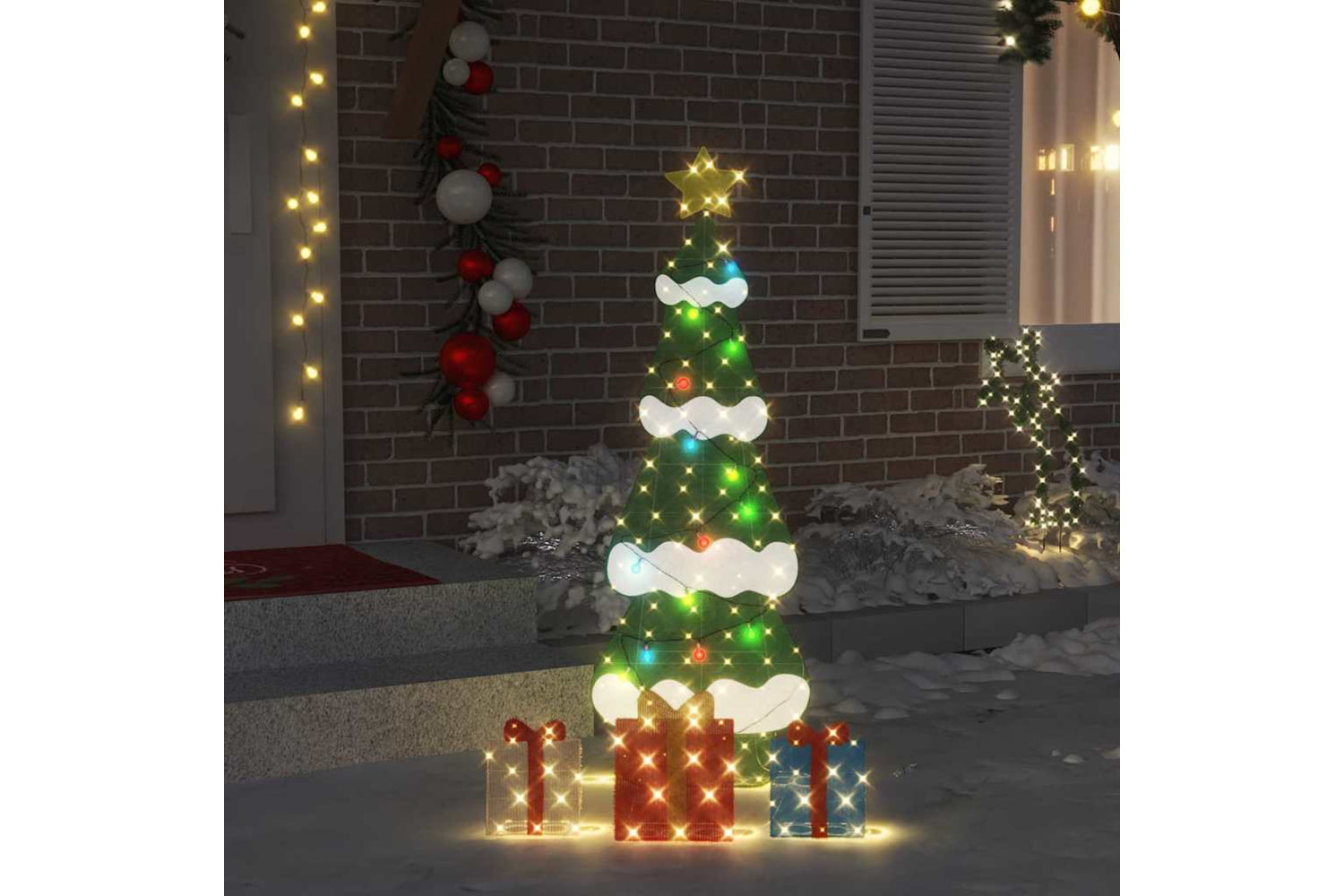 Vidaxl Lighted Christmas Tree With 3 Gift Boxes 2d Warm White 150 Cm-2