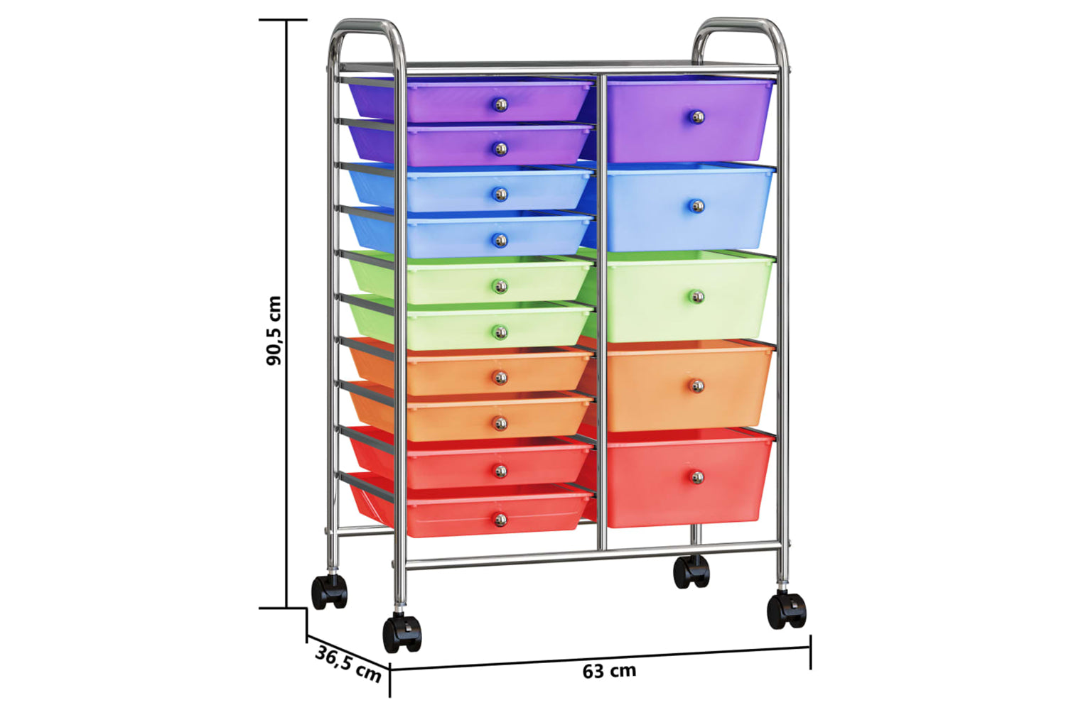 Vidaxl 320410 Xxl 15-drawer Mobile Storage Trolley Multicolour Plastic-9