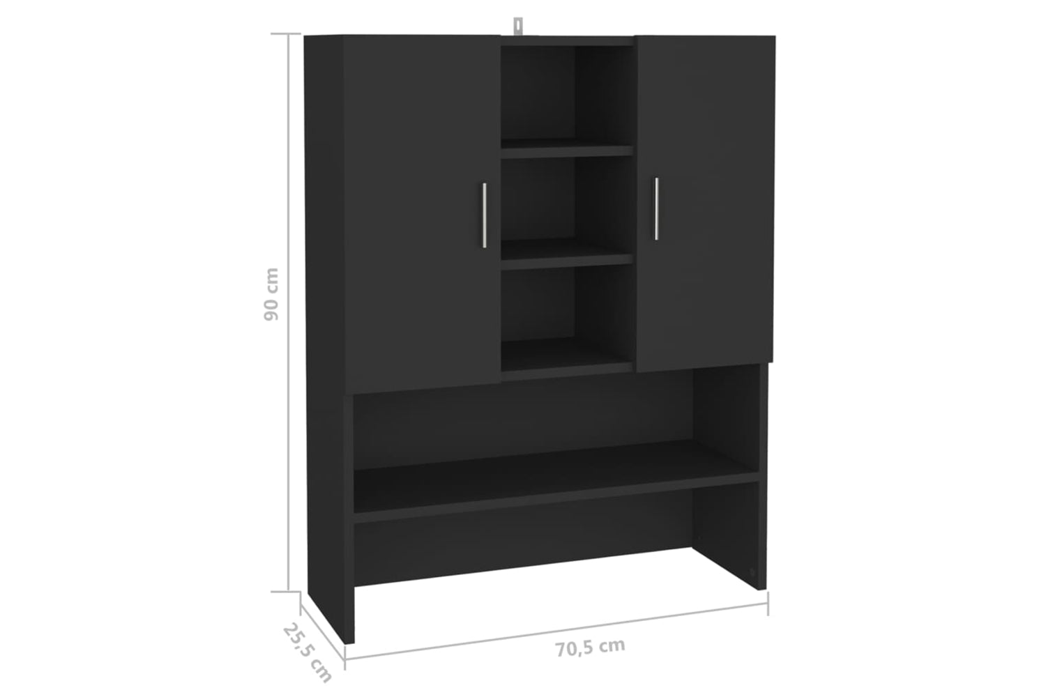 vidaXL 808387 Washing Machine Cabinet Black 70.5x25.5x90cm-7