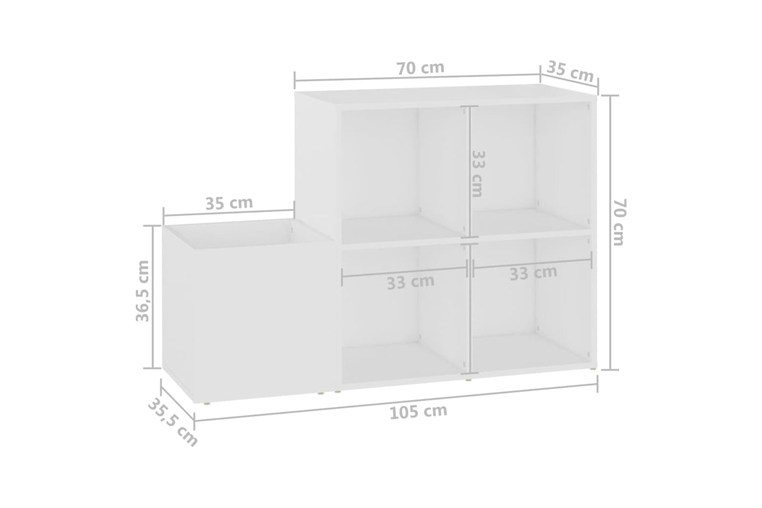 vidaXL 808251 Hall Shoe Cabinet White 105x35.5x70cm Engineered Wood-7
