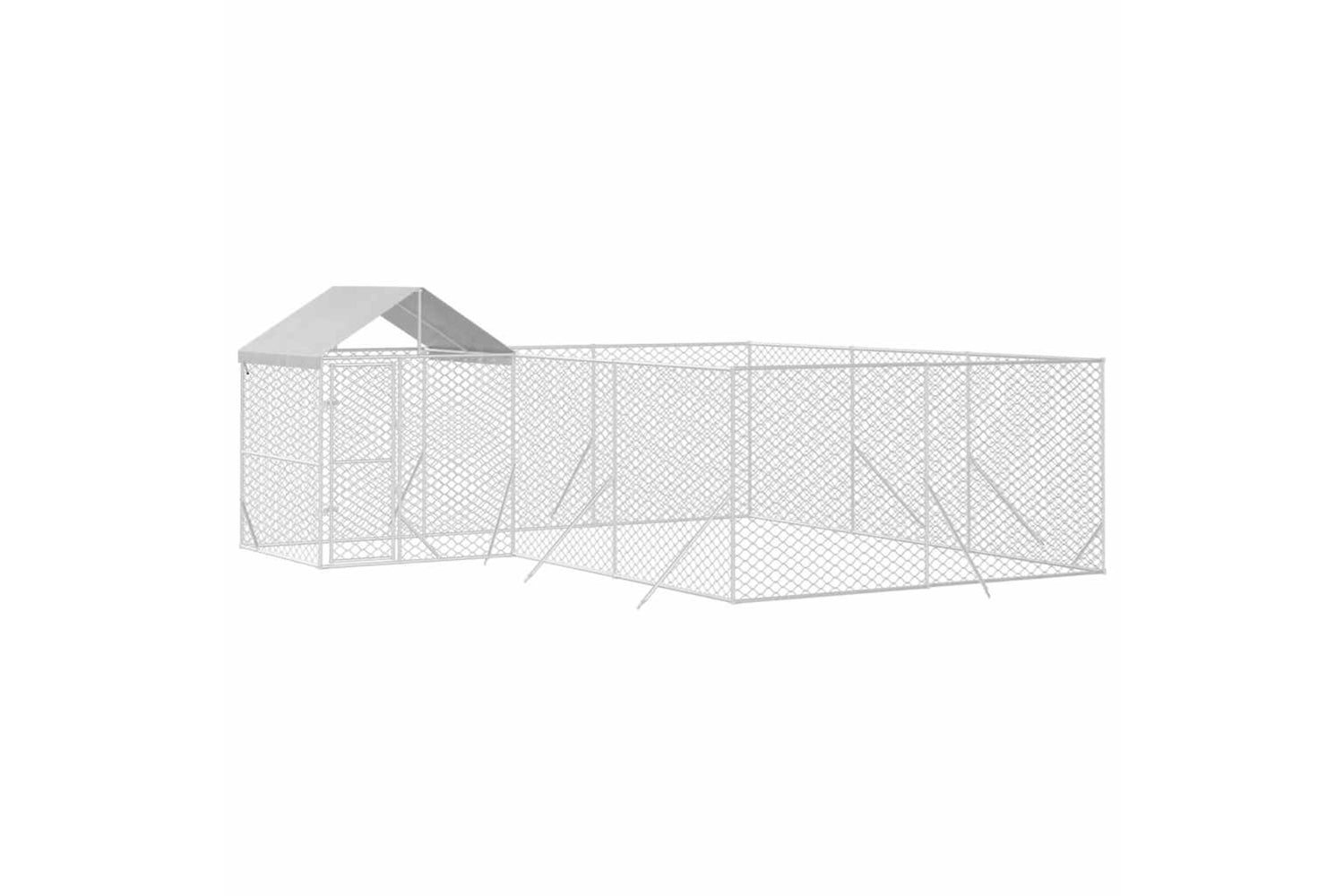 Vidaxl 3190471 Outdoor Dog Kennel With Roof Silver 6x6x2.5 M Galvanised Steel-2