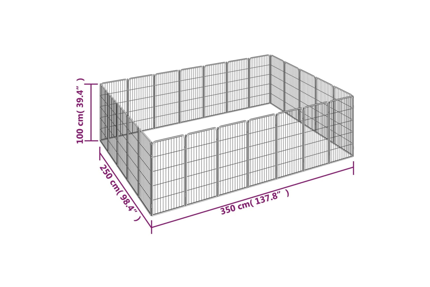 vidaXL 3115962 24-panel Dog Playpen Black 50x100cm Powder-coated Steel-7