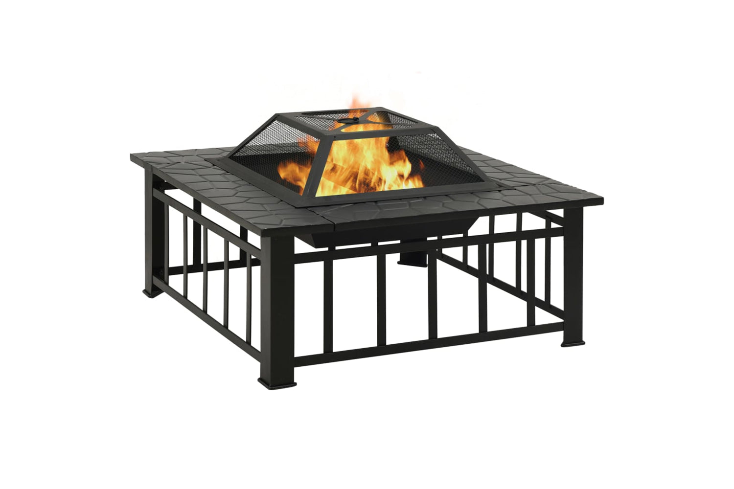 vidaXL 311888 Garden Fire Pit With Poker 81x81x47cm Xxl Steel-2