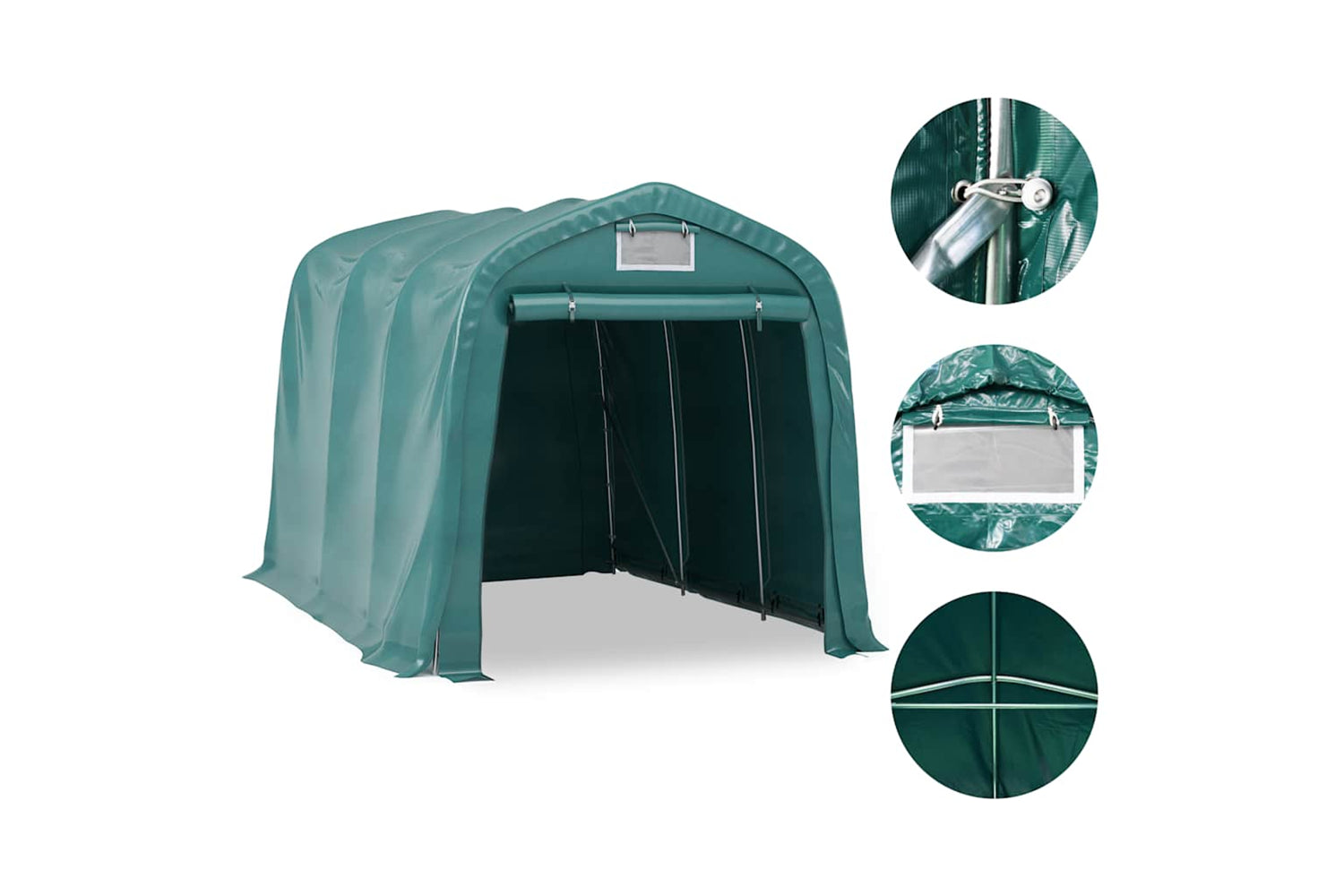 Vidaxl 3056432 Garage Tent Pvc 2.4x3.6 M Green-4