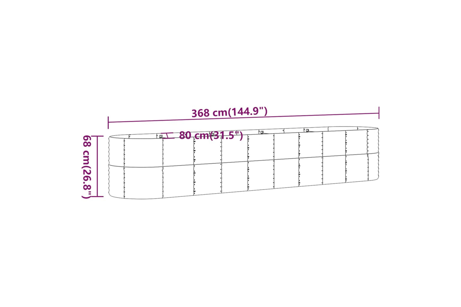 vidaXL 318965 Garden Raised Bed Powder-coated Steel 368x80x68cm Brown-5