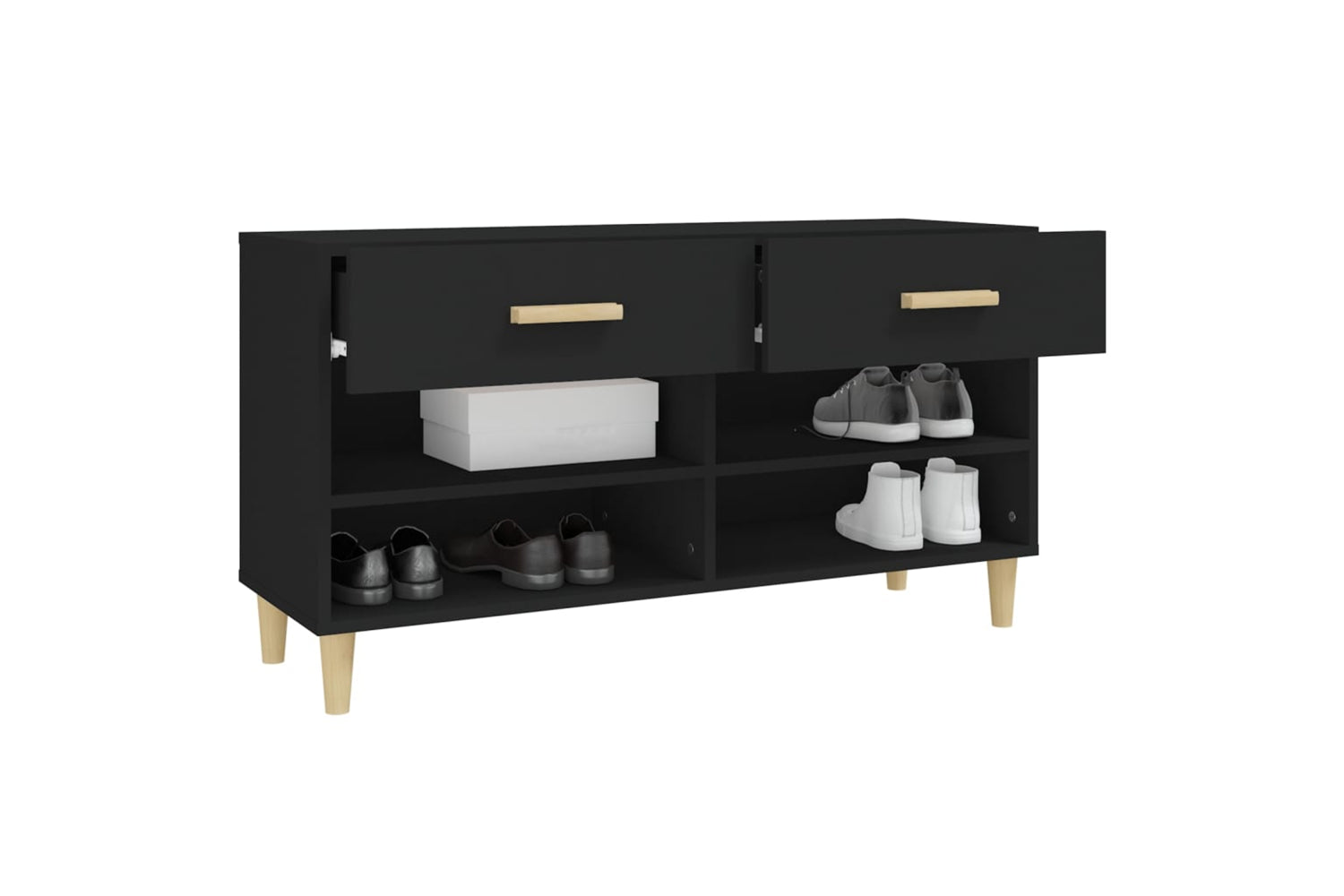 vidaXL 812817 Shoe Cabinet Black 102x35x55cm Engineered Wood-4