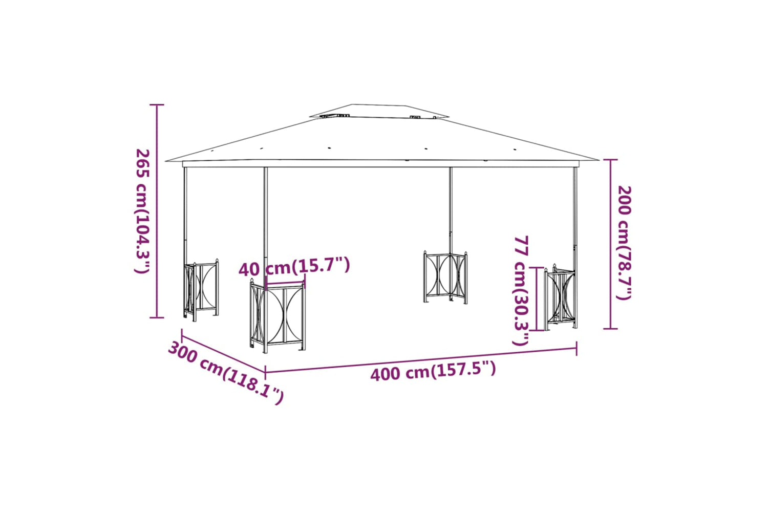 Vidaxl 318545 Gazebo With Sidewalls&double Roofs 3x4 M Taupe-5