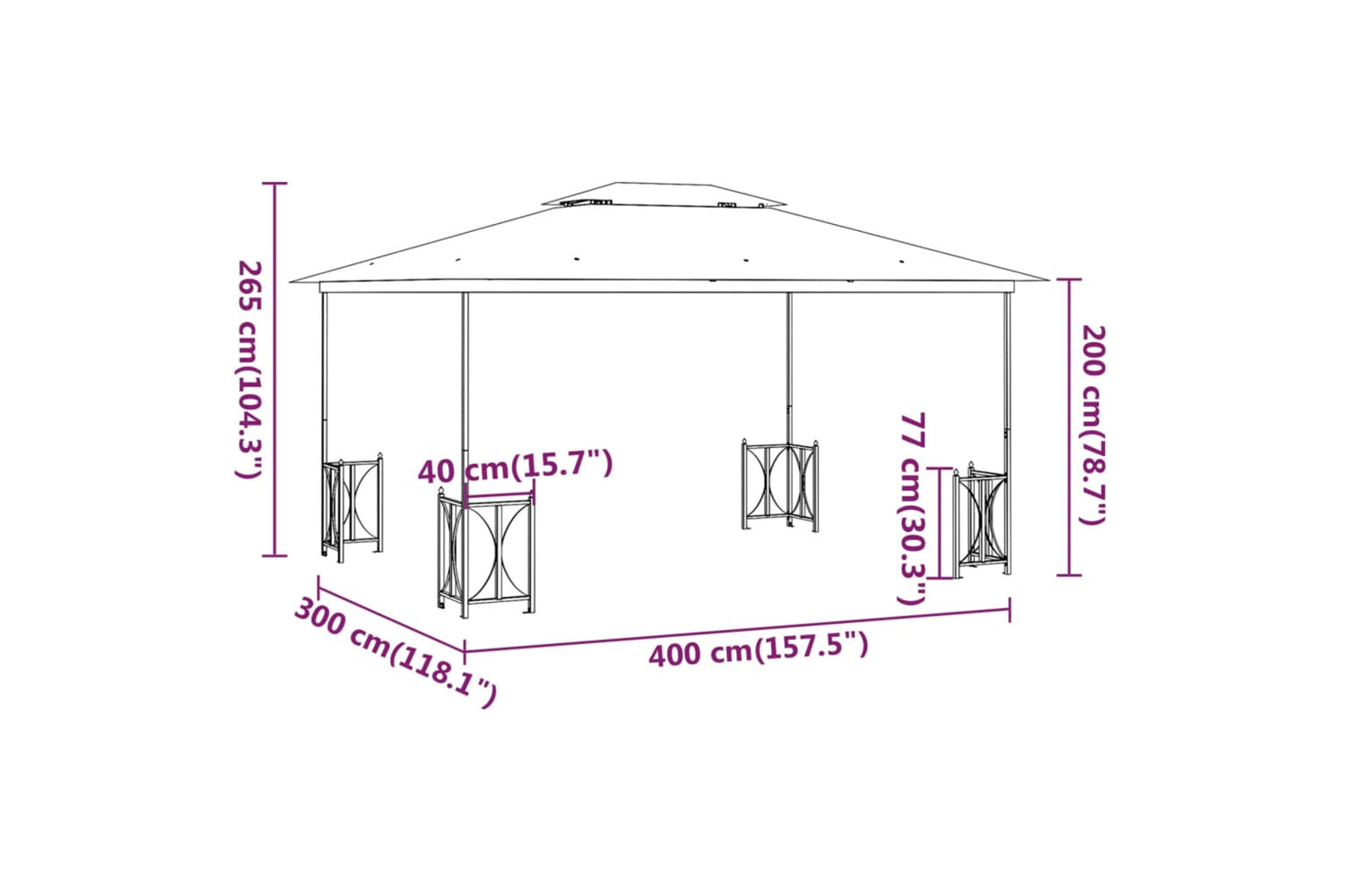 Vidaxl 318543 Gazebo With Sidewalls&double Roofs 3x4 M Cream-5