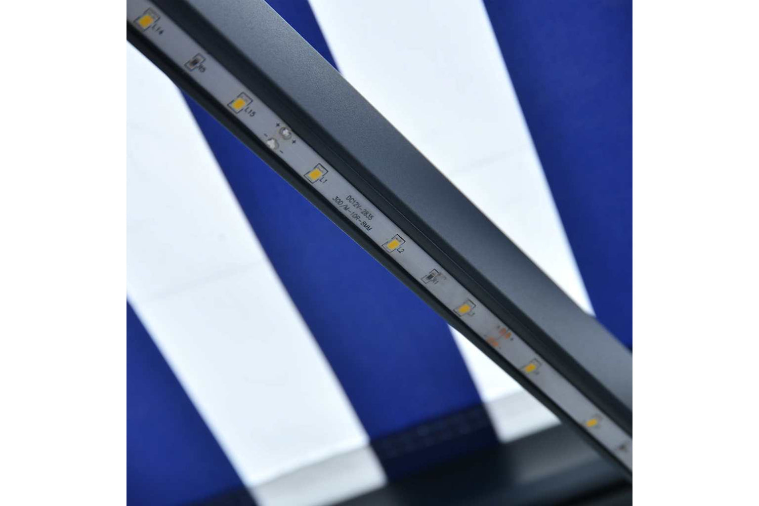 Vidaxl Manual Retractable Awning With Led 300x250 Cm Blue And White-6
