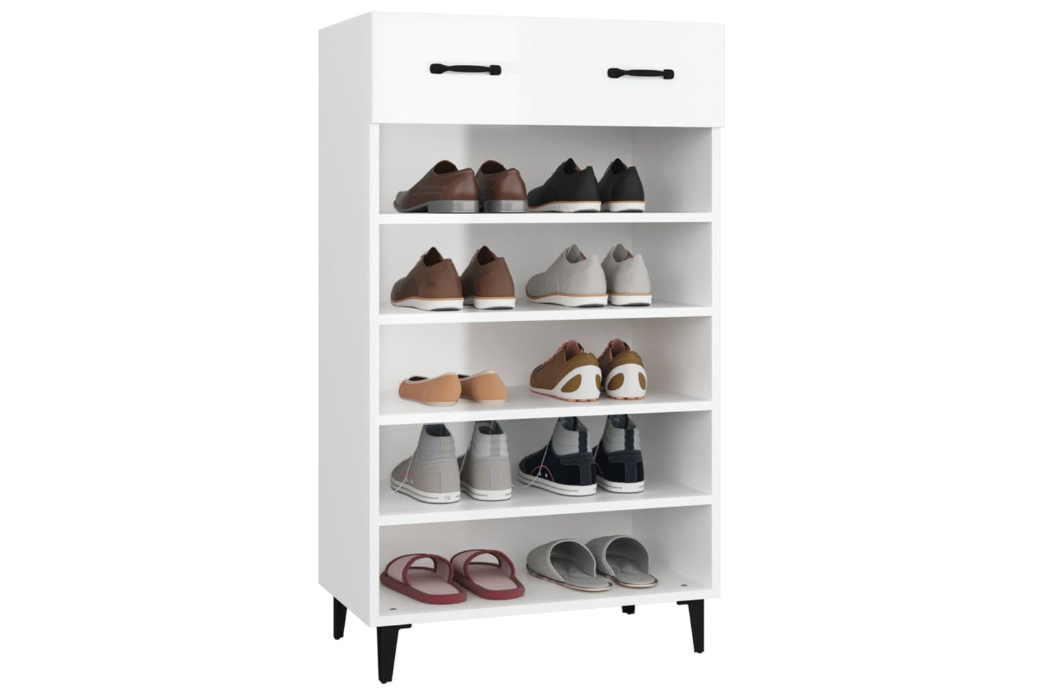 vidaXL 812795 Shoe Cabinet High Gloss White 60x35x105cm Engineered Wood-3