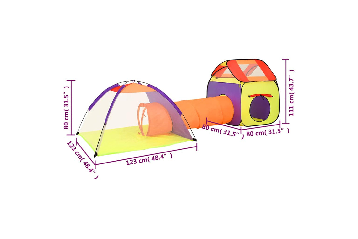 Vidaxl Children Play Tent Multicolour 338x123x111 Cm-8