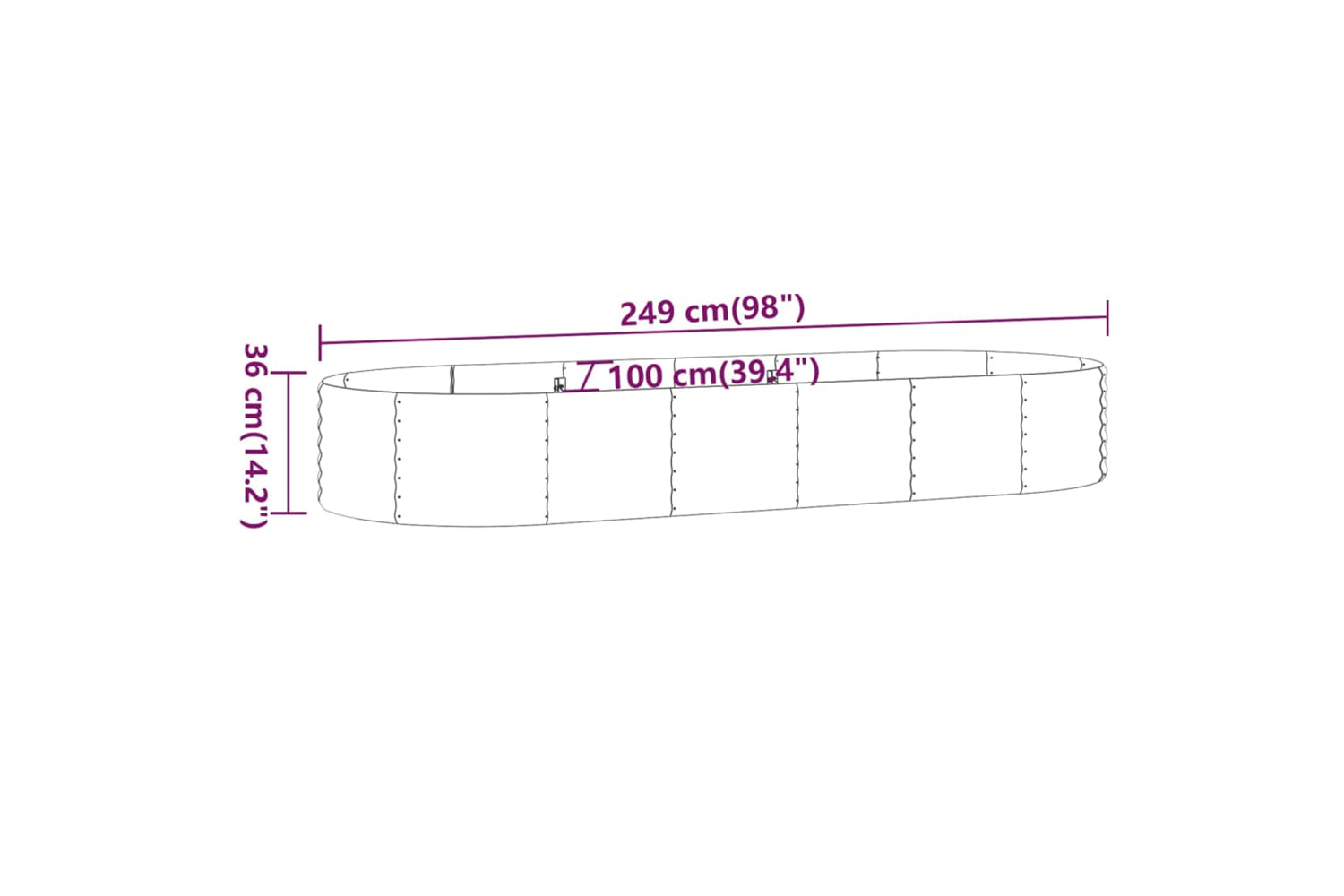vidaXL 318997 Garden Raised Bed Powder-coated Steel 249x100x36cm Silver-5