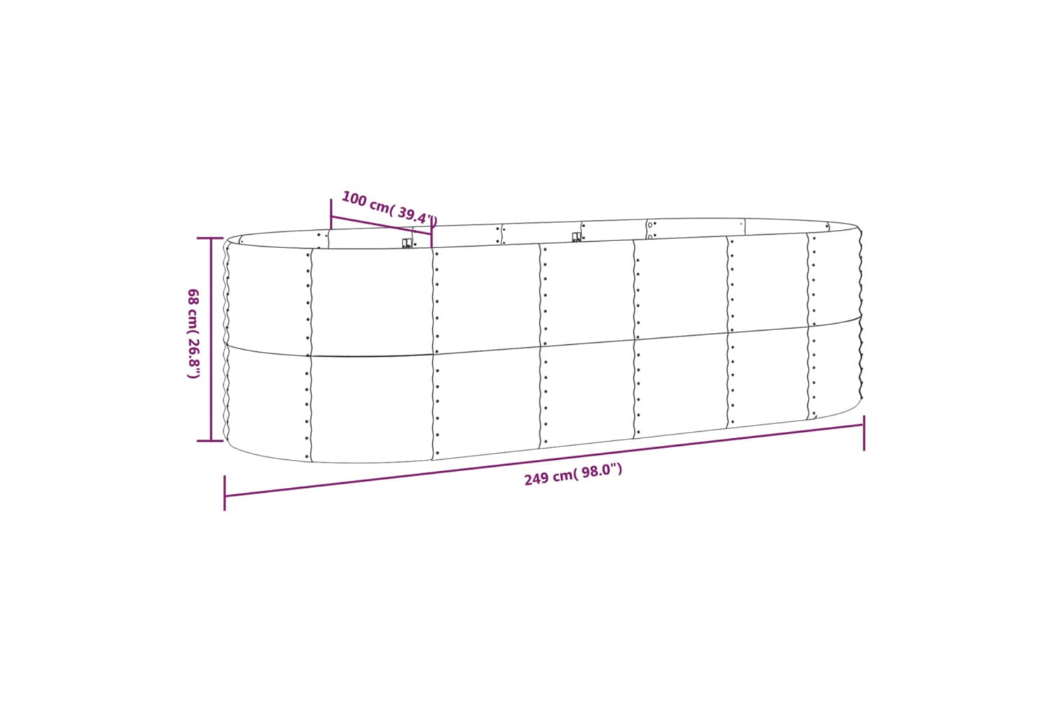 vidaXL 319067 Garden Raised Bed Powder-coated Steel 249x100x68cm Silver-5