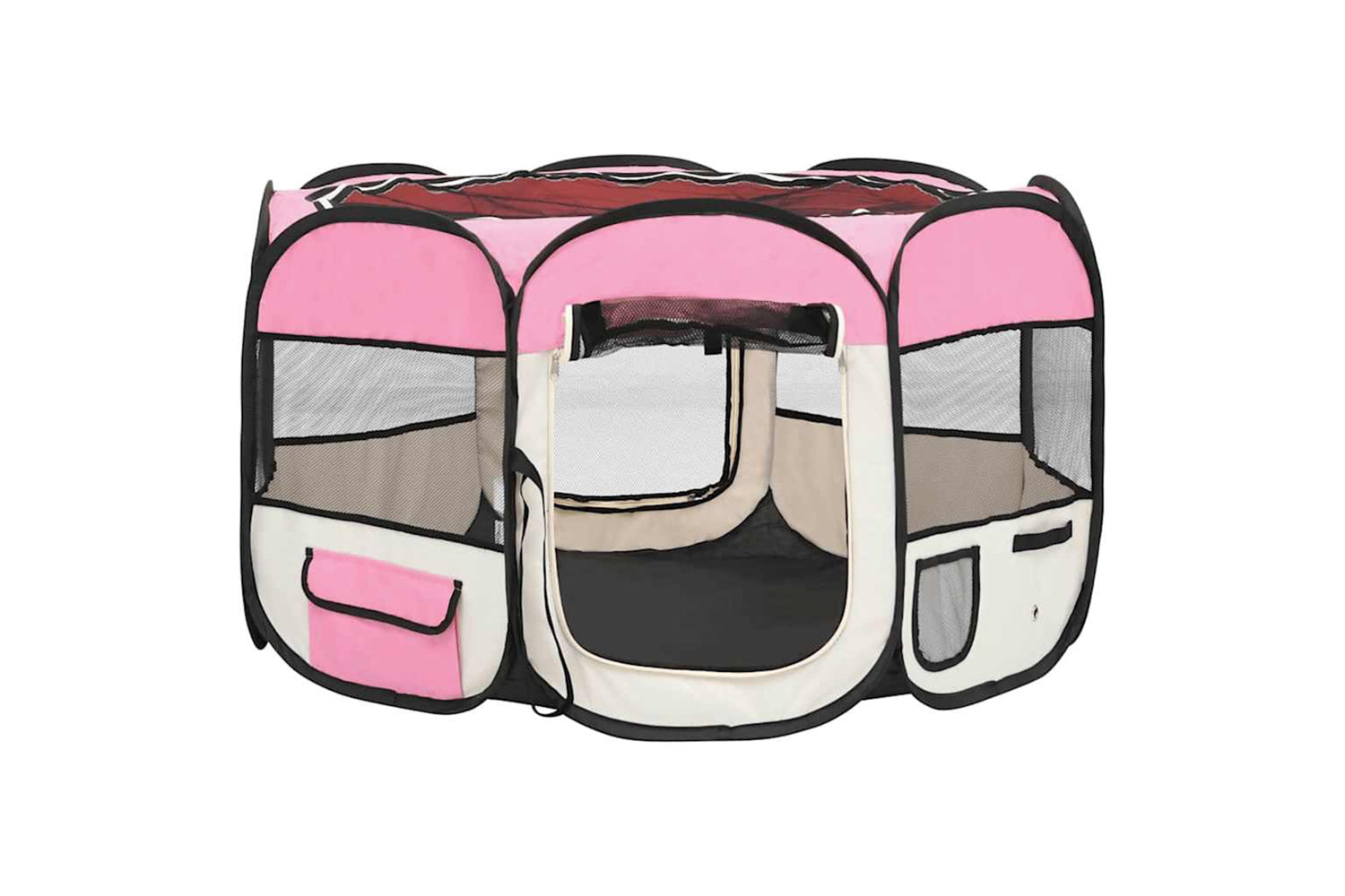Vidaxl Foldable Dog Playpen With Carrying Bag Pink 110x110x58 Cm-2