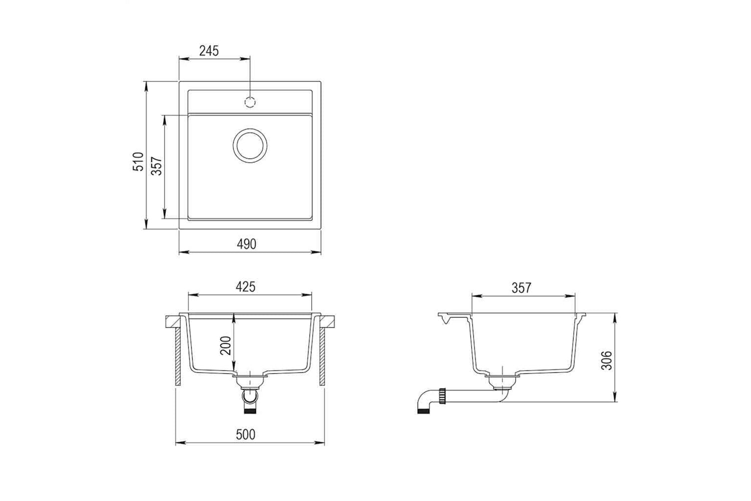 Vidaxl Granite Kitchen Sink Single Basin Grey-6