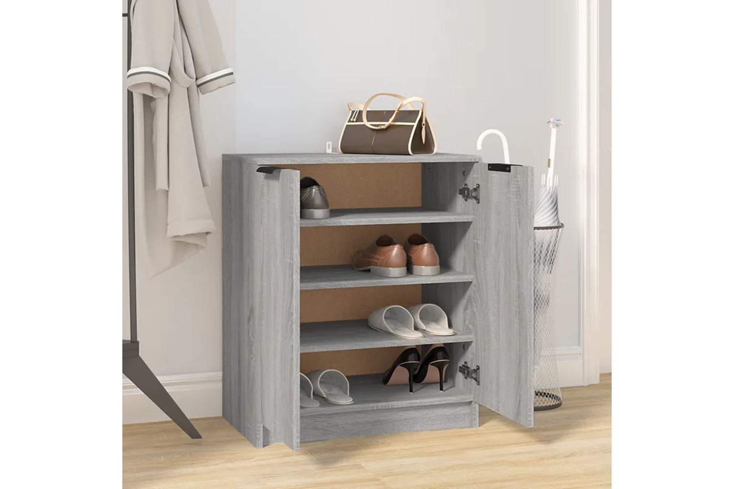 vidaXL 817103 Shoe Cabinet Grey Sonoma 59x35x70cm Engineered Wood-5