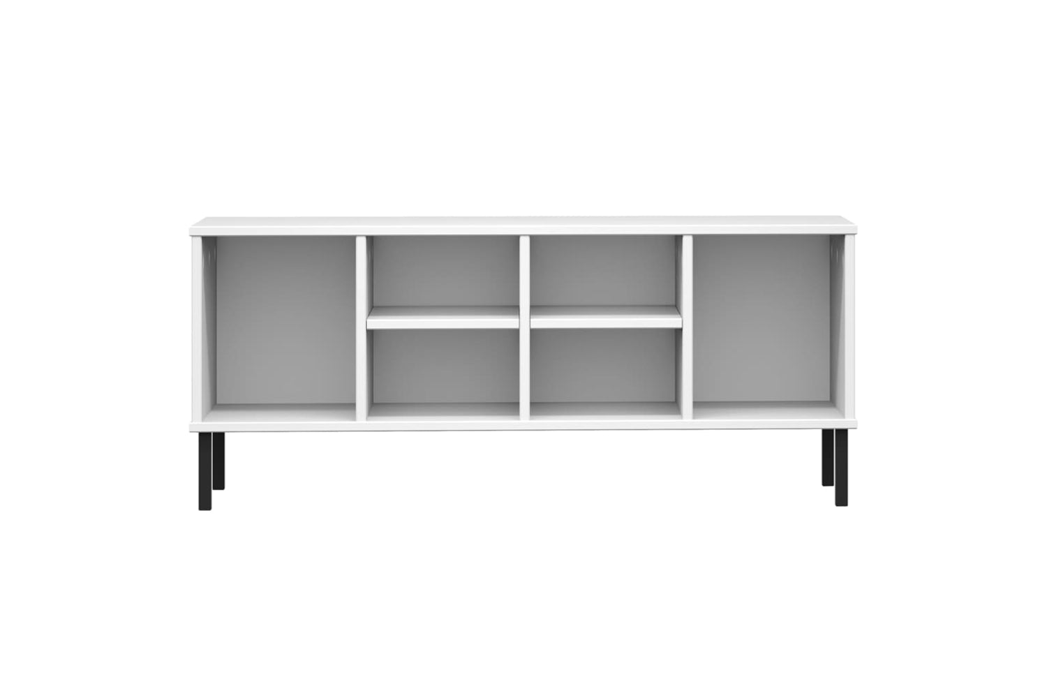 vidaXL 350996 Shoe Rack With Metal Legs White 106x35x45cm Solid Wood Oslo-3