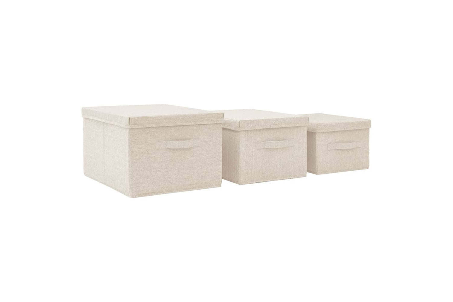 Vidaxl 332920 Stackable Storage Box Set Of 3 Piece Fabric Cream-5