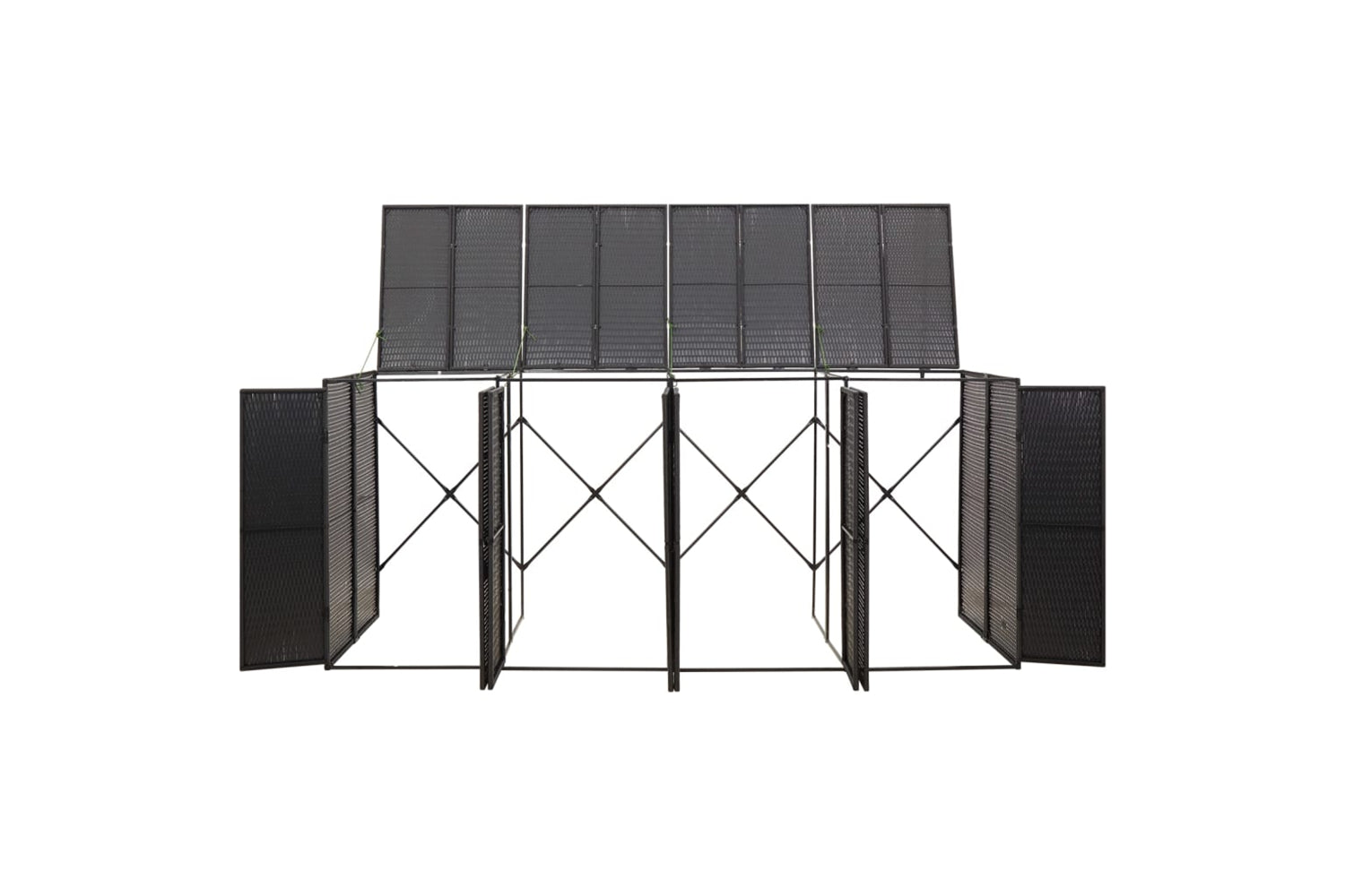 vidaXL 319863 Quadruple Wheelie Bin Shed Black 274x80x117cm Poly Rattan-3